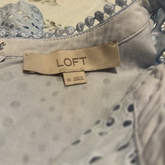 Loft ice blue eyelid lace shift dress women’s size 10. - Picture 10 of 11